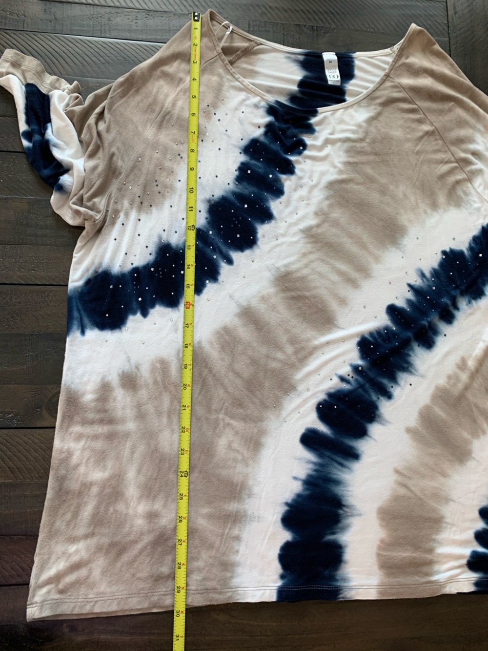 Bling Tie Dye Long Tee Plus size 2X 3/4 length sleeves Thomas and Olivia sparkle - Picture 6 of 12